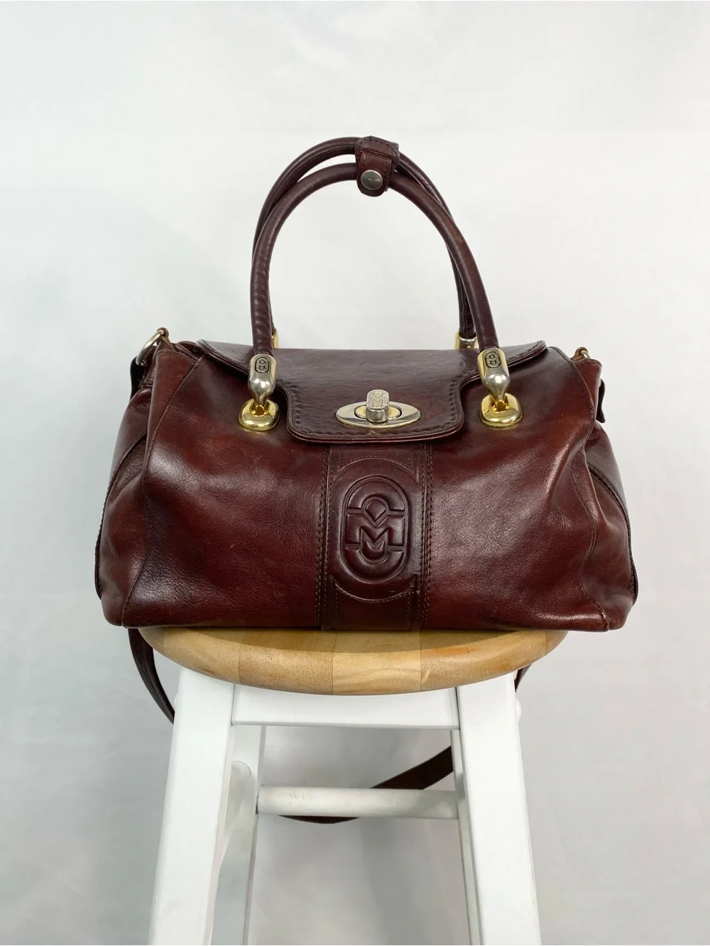 Vintage Marino Orlandi Brown Leather Satchel Bag Made in Italy